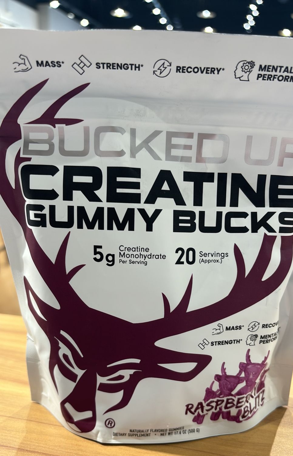 BuckedUp Creatine Gummies Raspberry Blitz 20 servings