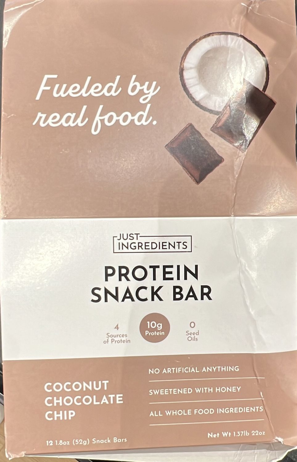 Just ingredients coconut chocolate chip bar case
