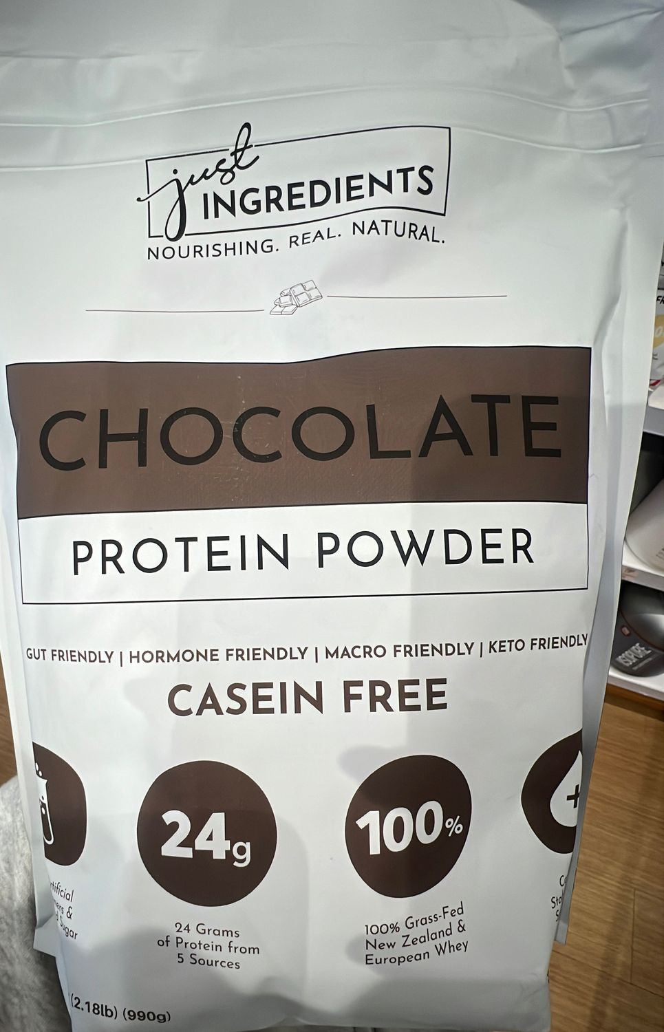 Just ingredients, chocolate protein