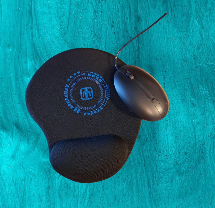 Tech logo ergonomic mouse pad