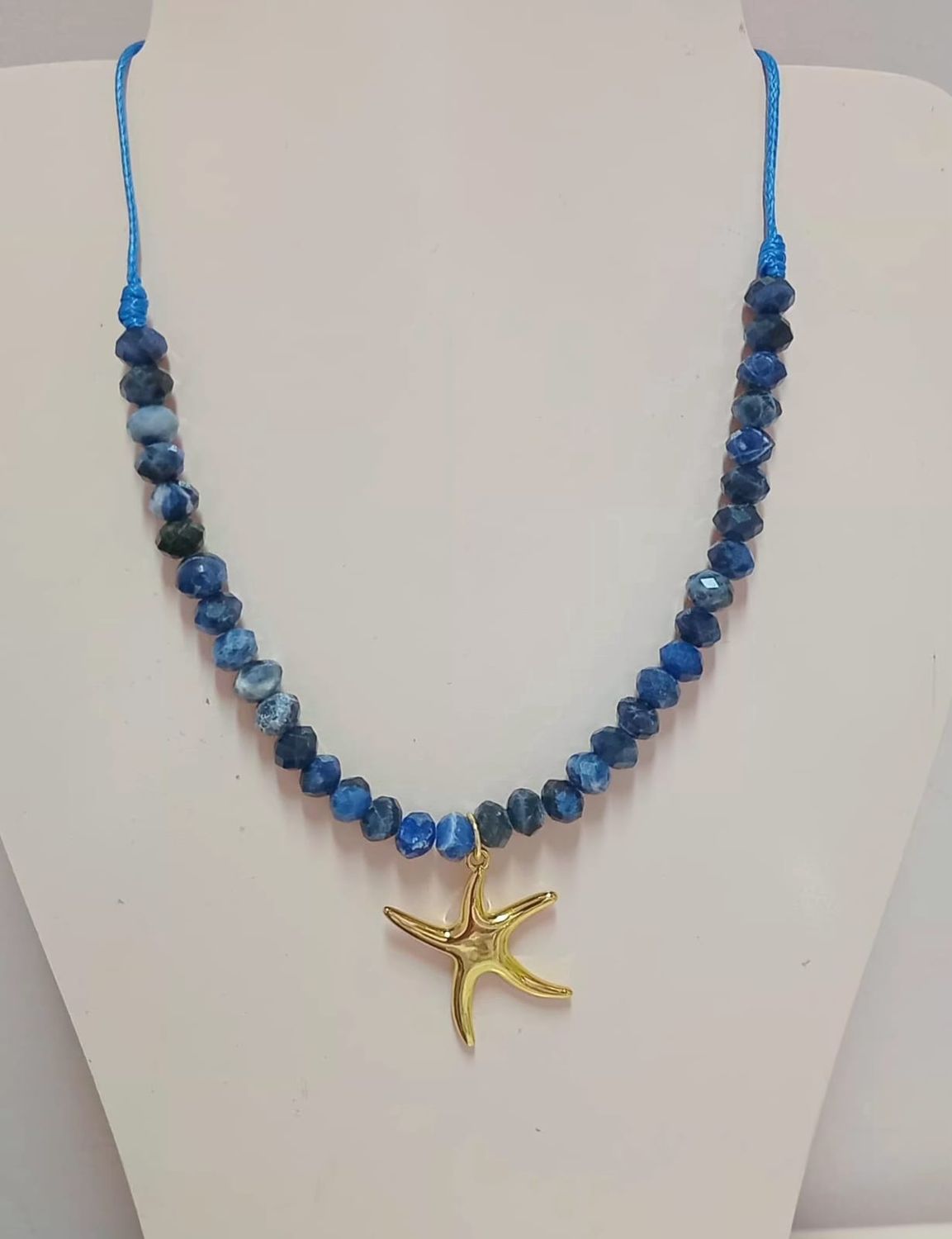 Necklace Lapis Lazuli Natural Stone Gold Starfish