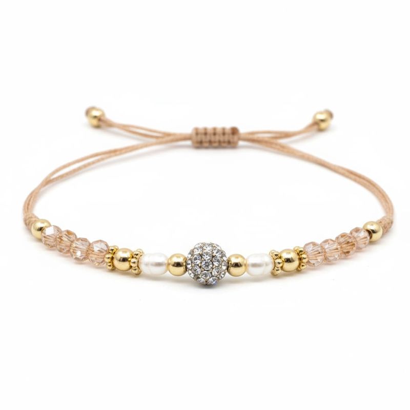 M&amp;D Crystal Peach Rose AB Bracelet