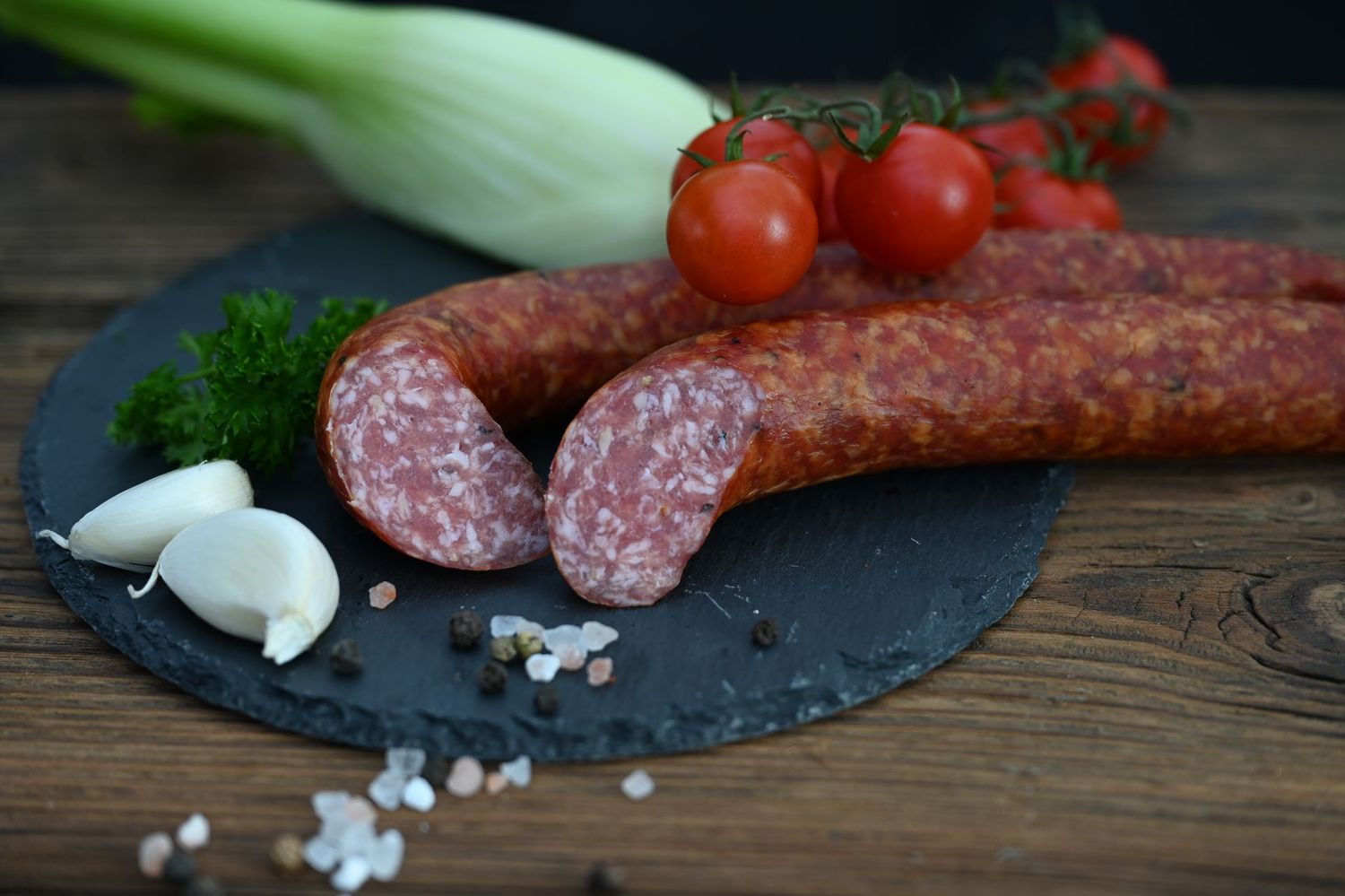 Knoblauch Pfefferwurst im Ring