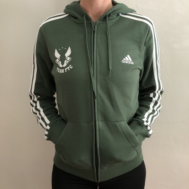 Women&#39;s Adidas fleece 3-stripes full-zip hoodie (green)