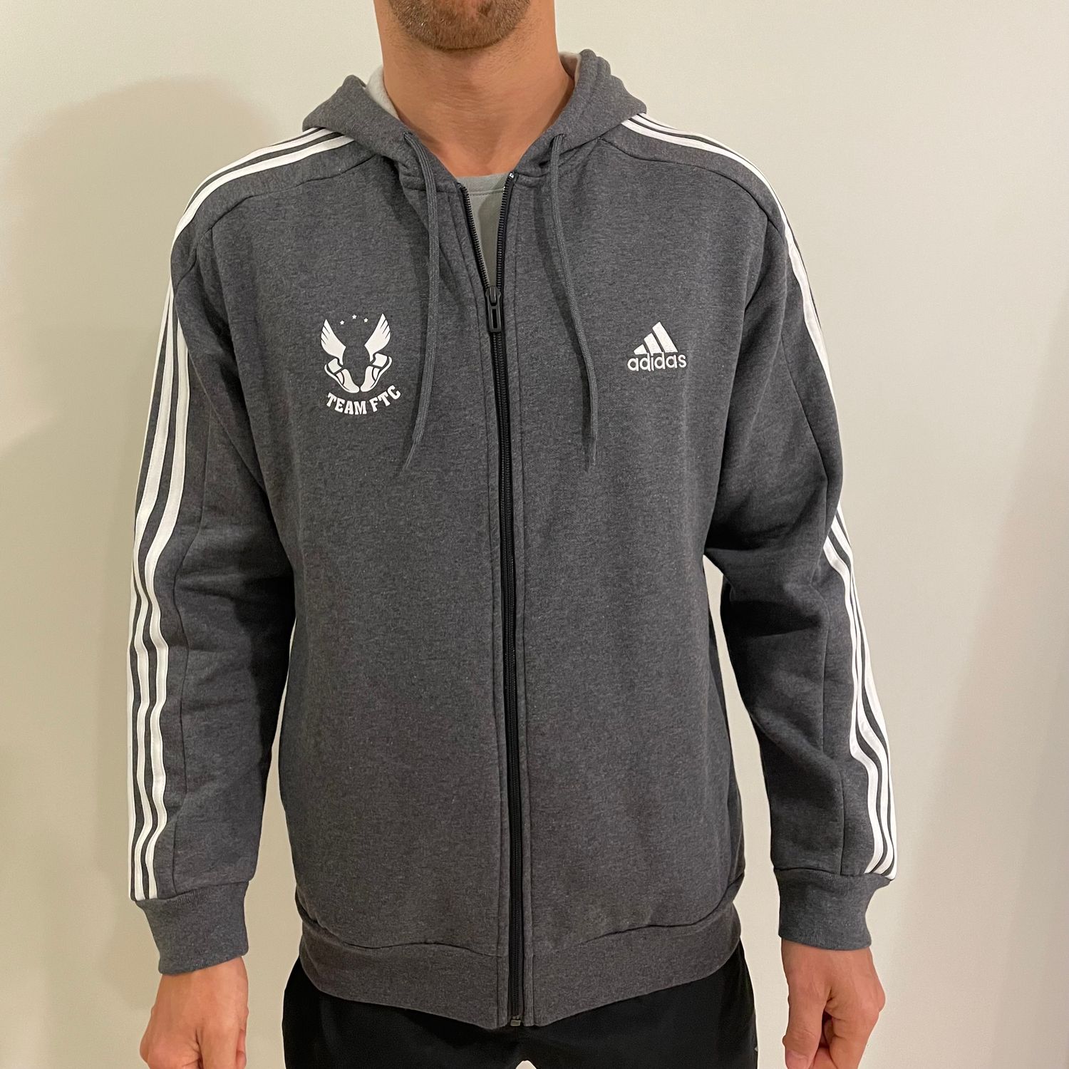Men's Adidas Fleece  Full-Zip Hoodie – Grey