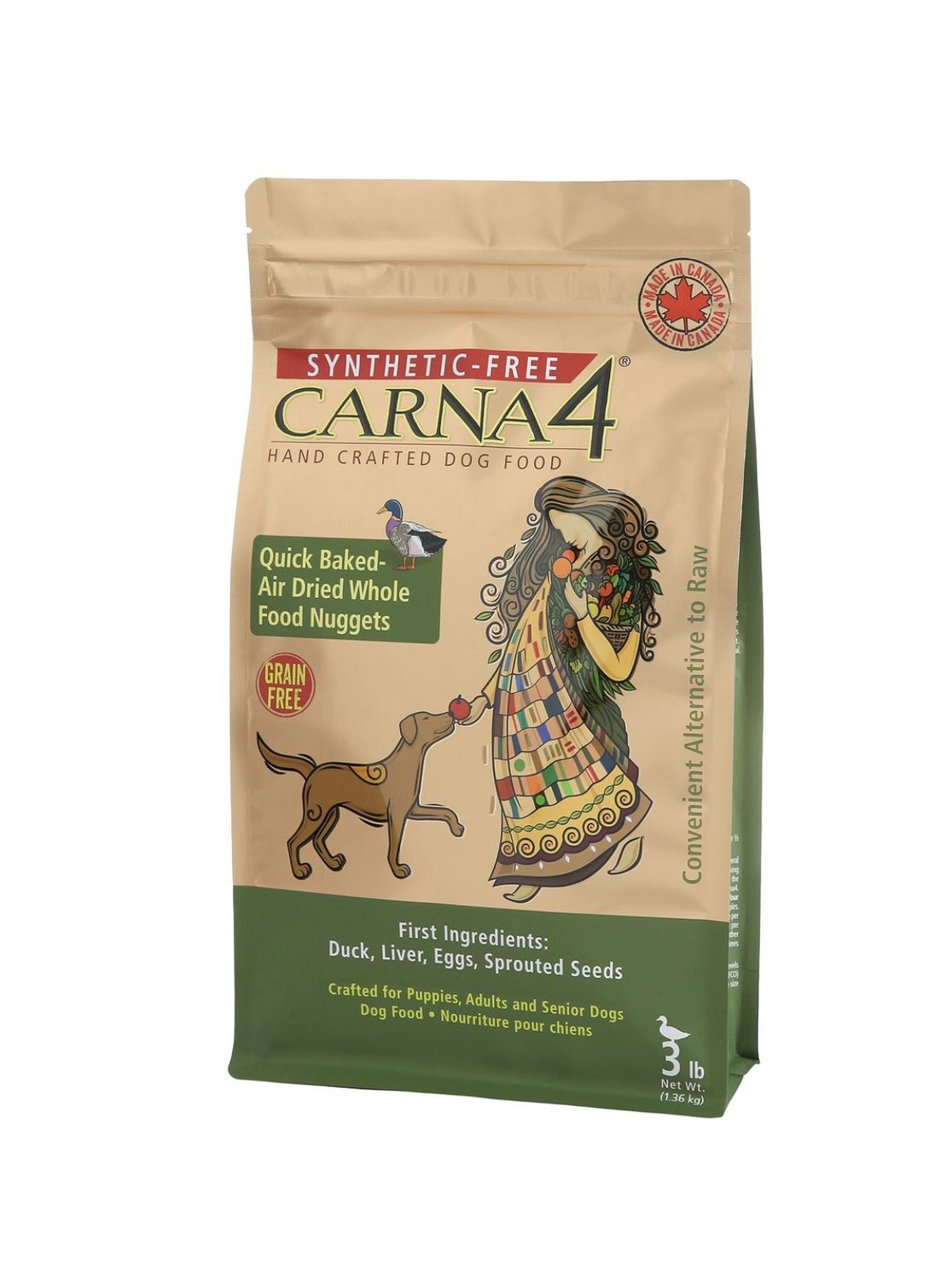 Carna4 Dry Dog Food - Duck, Size: 3lb