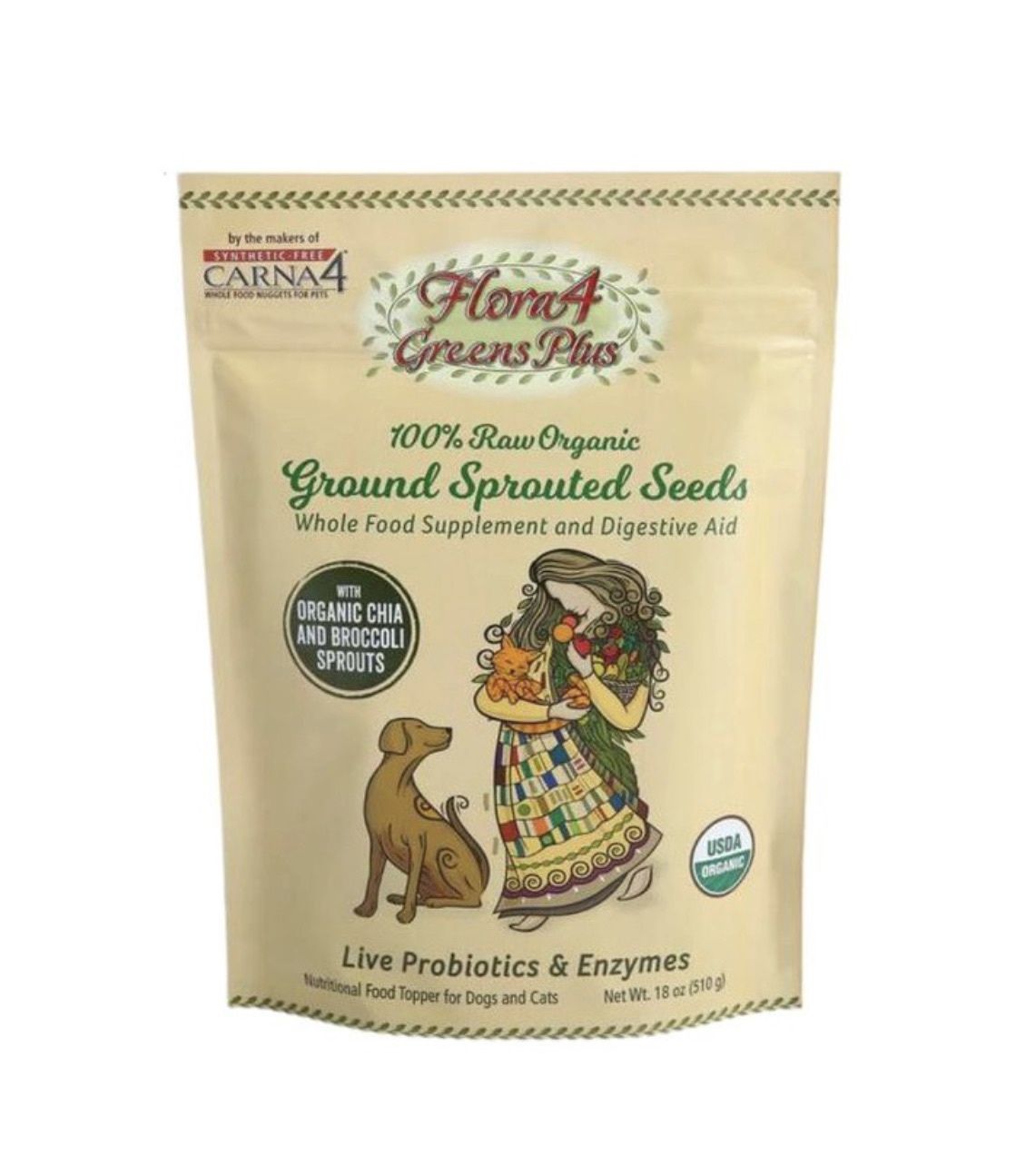 Carna4 Flora4 Greens Plus, Size: 1.5oz