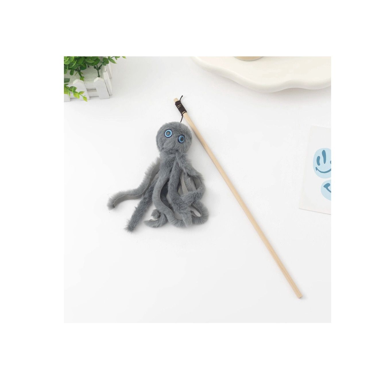 Cheerhunting Cat Toys - Octopus Teaser Wand, Colour: Gray
