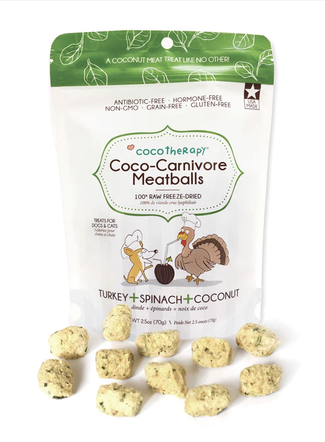 Cocotherapy Coco-Carnivore Meatballs - Turkey &amp; Spinach