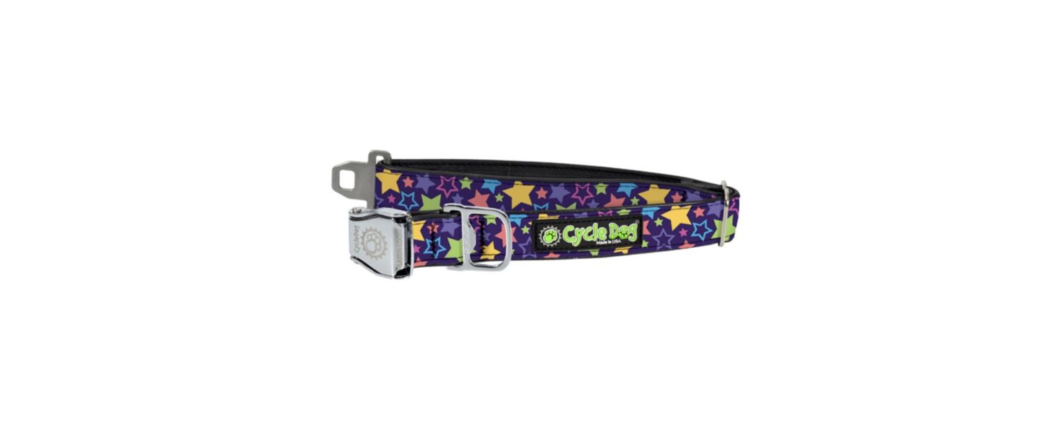 Cycle Dog Collar/Leash - Purple Stars, Size: MD