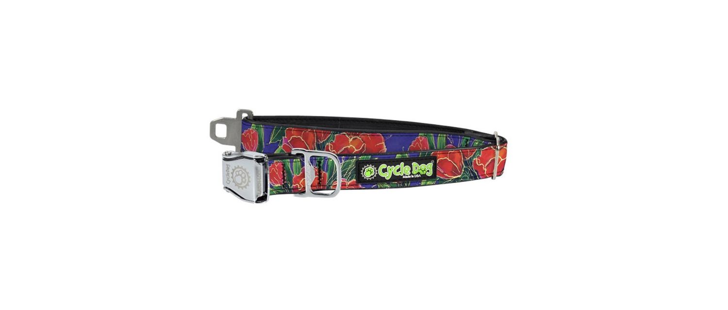 Cycle Dog Collar/Leash - Red Tulips, Size: MD