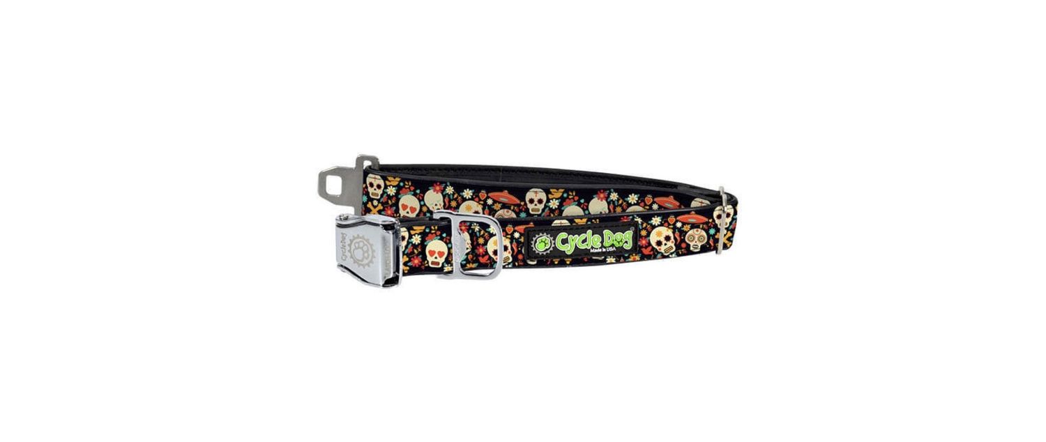 Cycle Dog Collar/Leash - Sugar Skulls, Size: MD