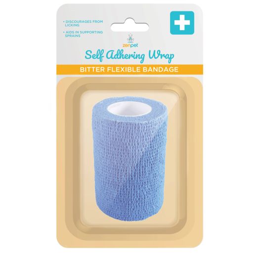 Zenpet Self Adhering Wrap Bitter Flexible Bandage for Dogs, One Size Fits All, Blue