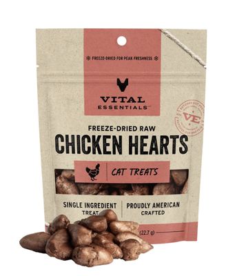 Vital Essentials Freeze Dried Cat Treats - Chicken Hearts
