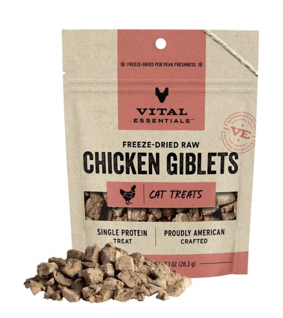 Vital Essentials Freeze Dried Cat Treats - Chicken Giblets