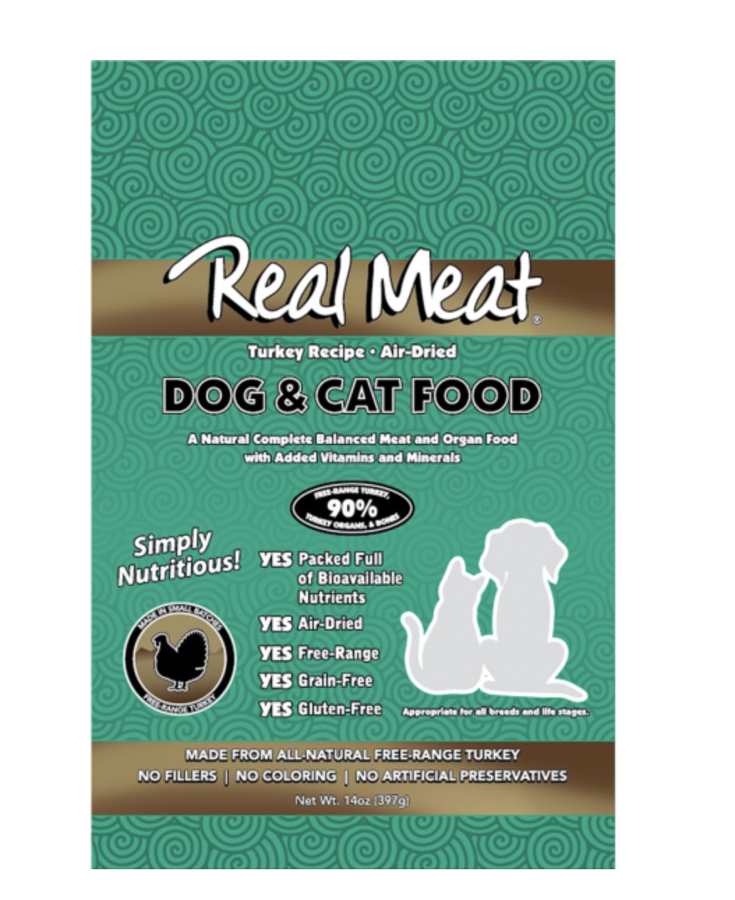 The Real Meat Company Air-Dried Dog/Cat Food - Turkey, Size: 14oz