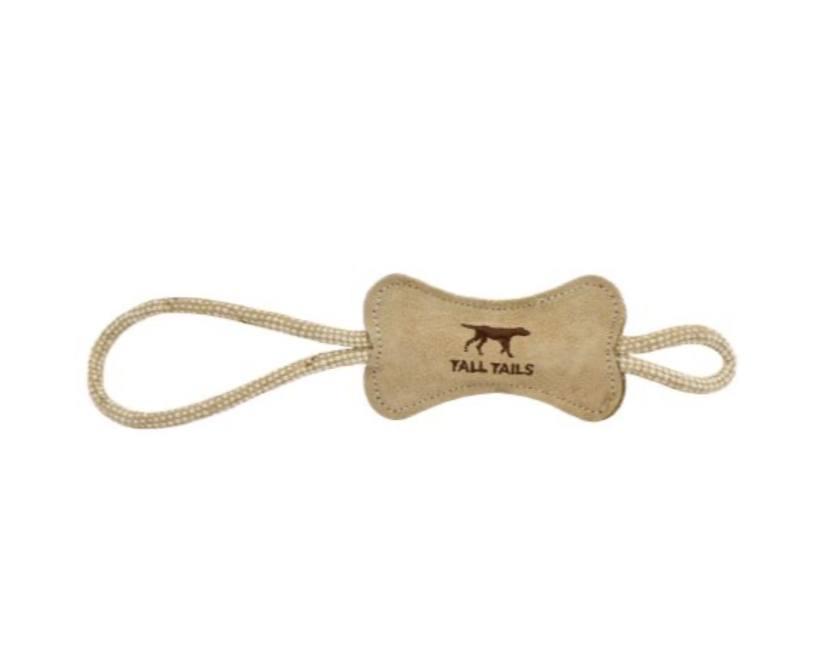 Tall Tails Natural Leather &amp; Wool Bone Tug, Size: MD