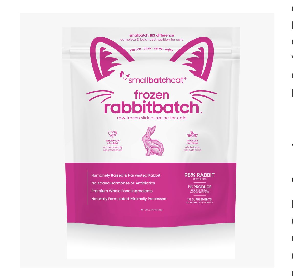 Small Batch Frozen Raw Cat Food - Rabbit