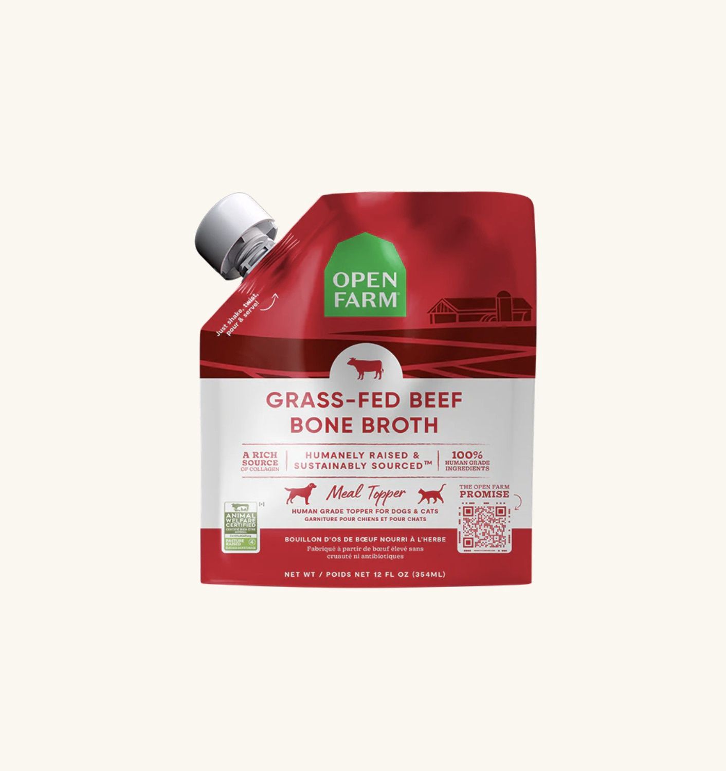Open Farm Bone Broth - Beef, Size: 12oz
