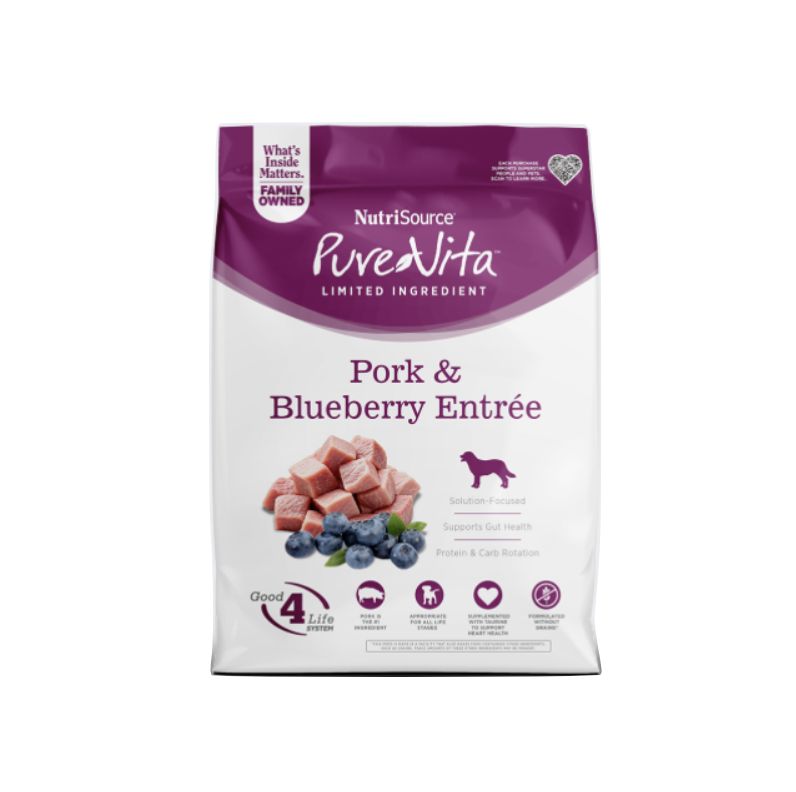 Pure Vita Dry Dog Food - Grain Free Pork &amp; Blueberry, Size: 4 lb