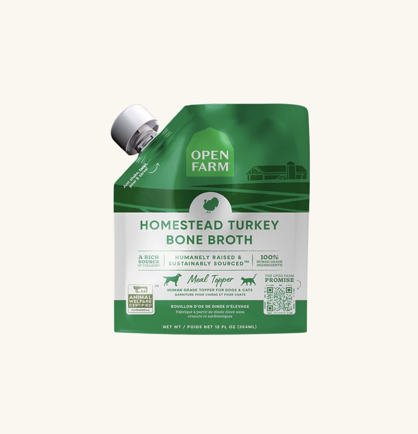 Open Farm Bone Broth - Turkey, Size: 12oz