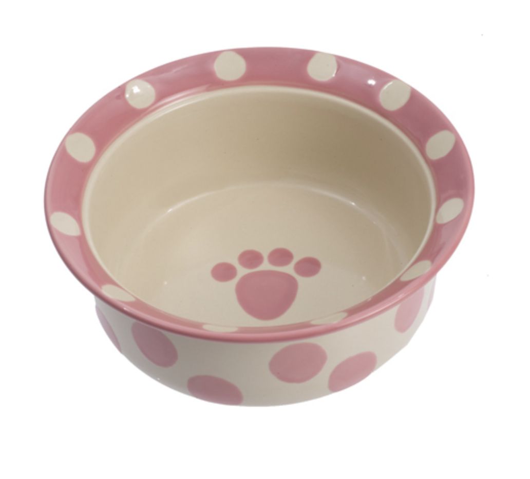 Petrageous Designs Ceramic Bowl - Polka Paws, Size: Round 6"