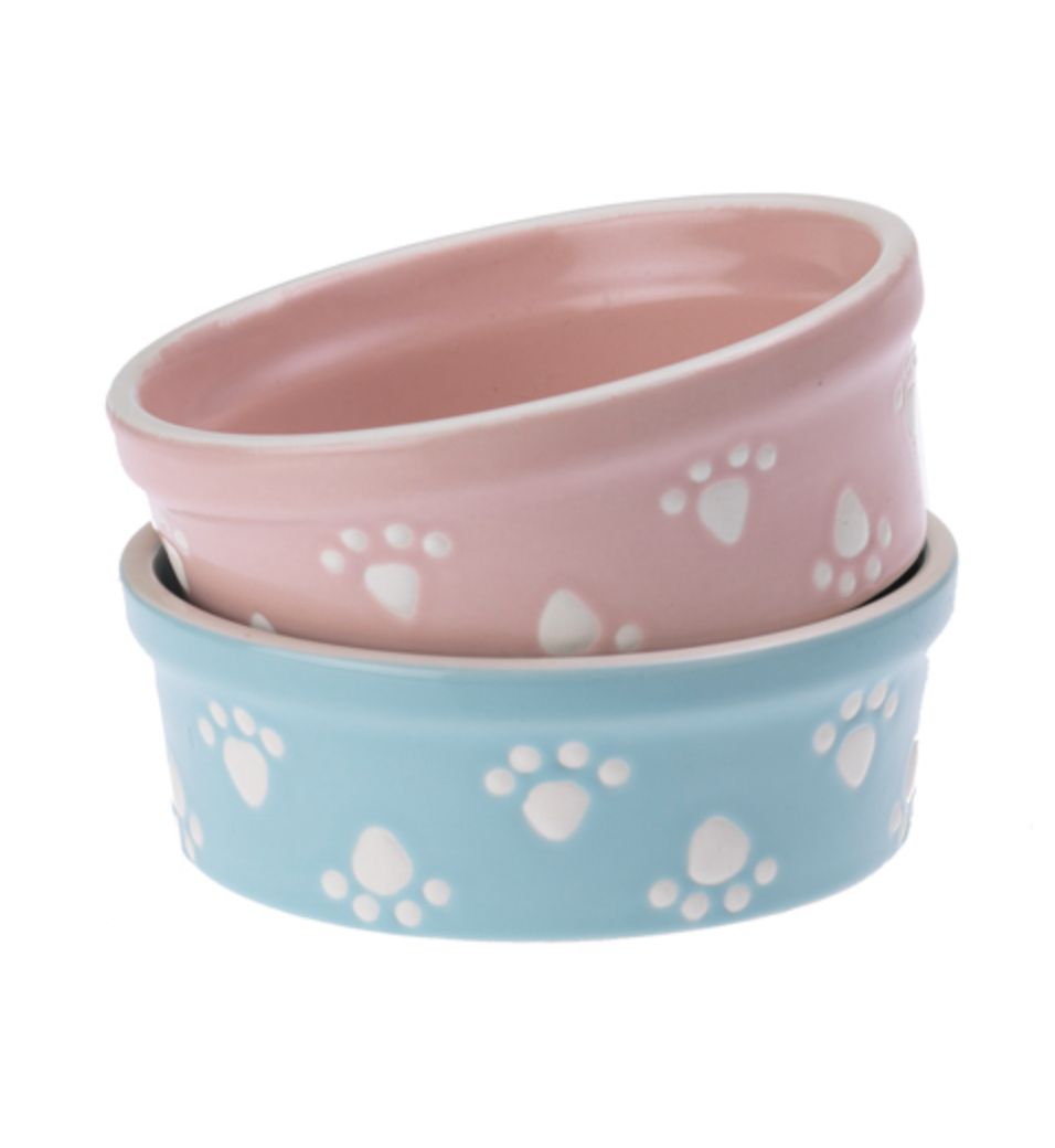 Petrageous Designs Ceramic Bowl - Pastel Paws, Colour: Blue