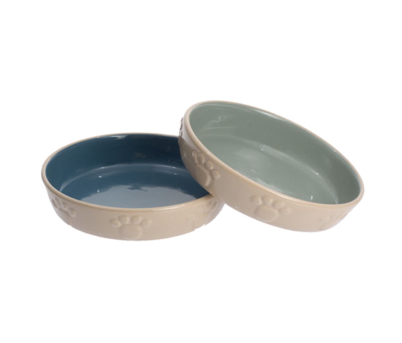 Petrageous Designs Ceramic Bowl - Lucy's Little Paws (Blue/Green), Colour: Blue