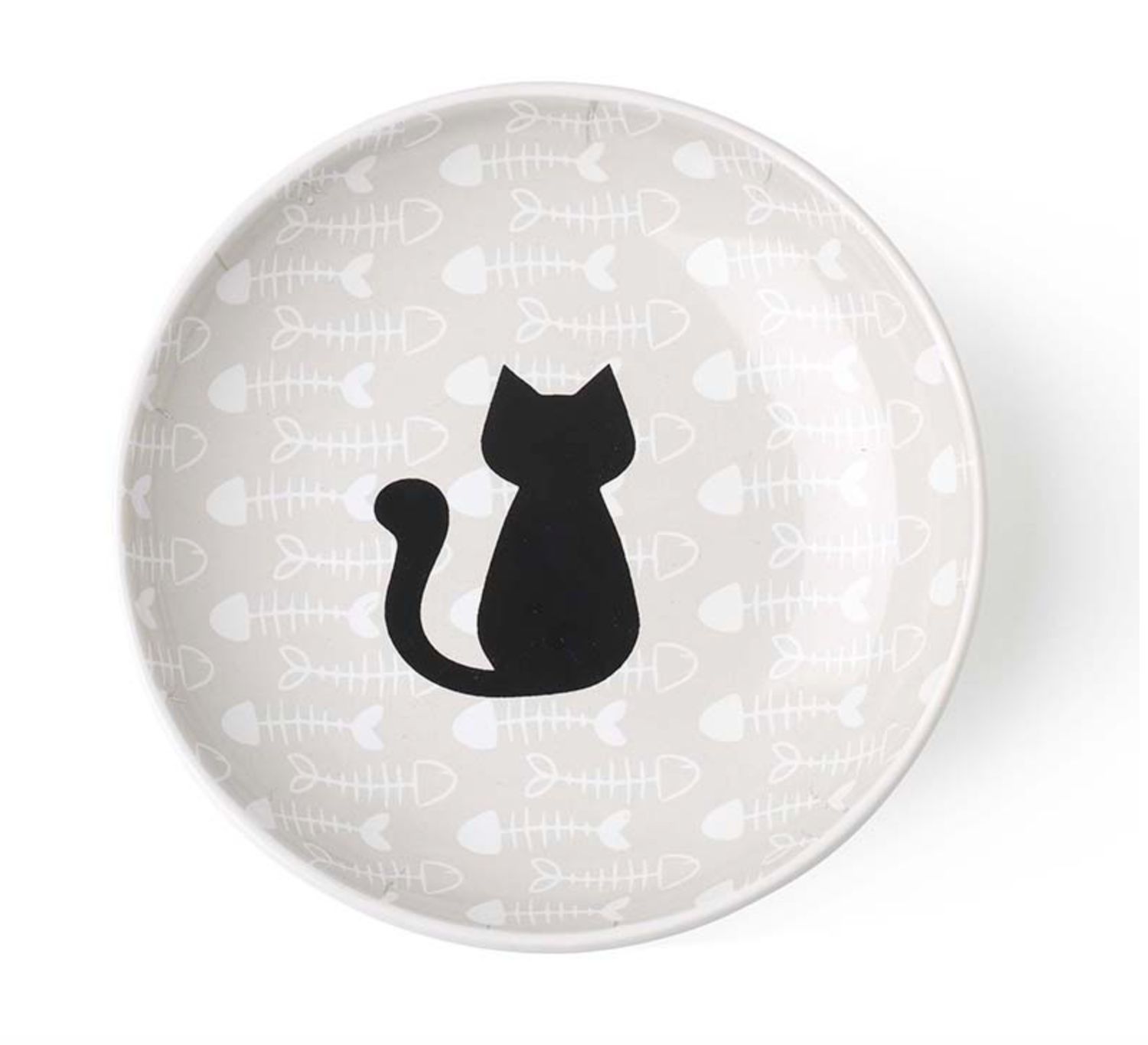 Petrageous Designs Ceramic Cat Bowl - Kitty &amp; Fish Bones, Size: 5" Saucer
