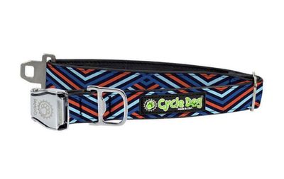 Cycle Dog Collar/Leash - Blue Orange Diagonals