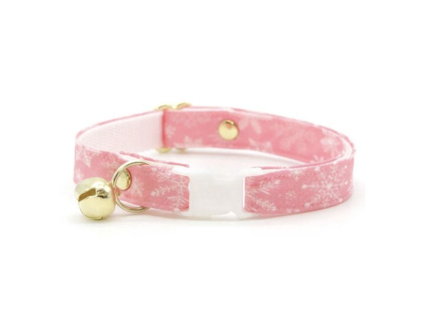 Made By Cleo Cat Collar - Snowflakes/Sugar Pink