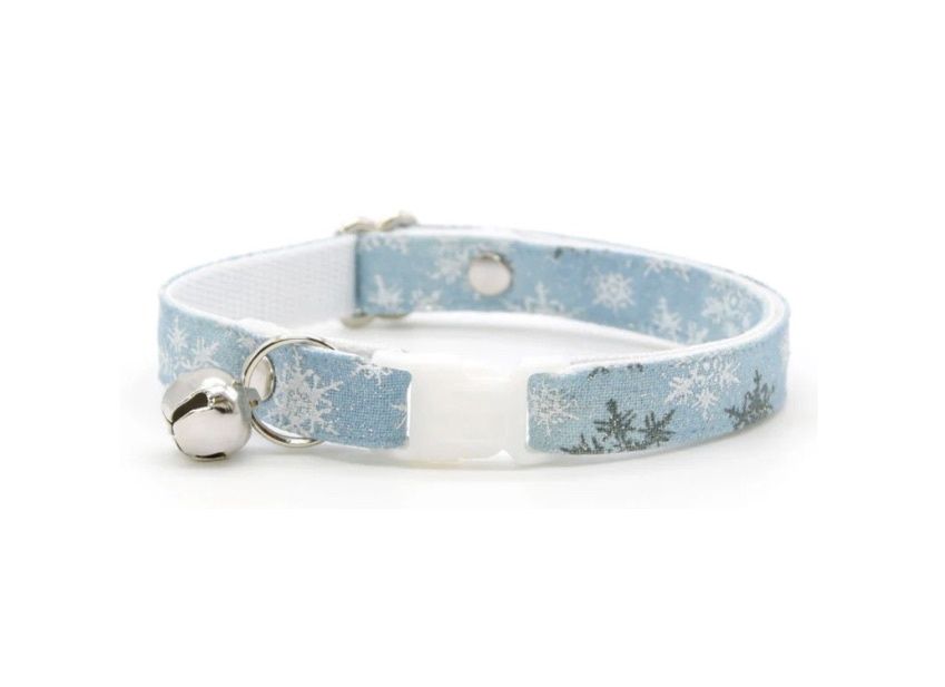 Made By Cleo Cat Collar - Snowflakes/Frosty Blue