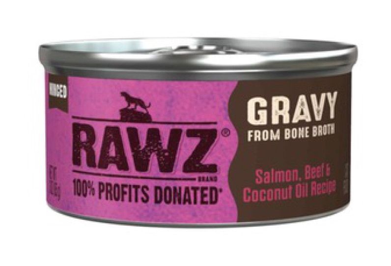 Rawz Wet Cat Food - Minced Salmon, Beef &amp; Coconut Oil w/ Gravy