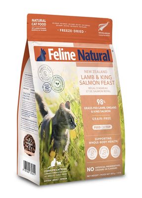 Feline Natural Freeze-Dried Cat Food - Lamb &amp; King Salmon Feast