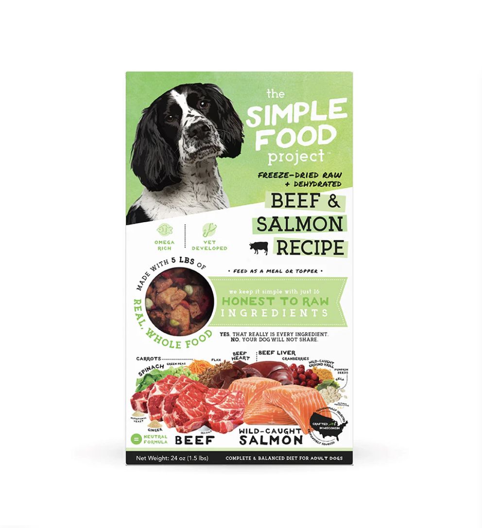 The Simple Food Project Dog Food - Beef &amp; Salmon, Size: 1.5lb
