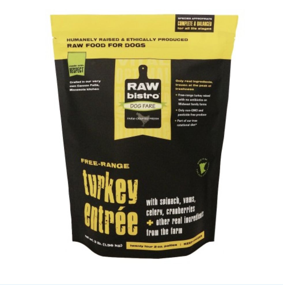 Raw Bistro Frozen Raw Dog Food - Turkey, Size: 3 lb
