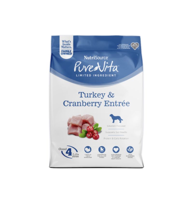 Pure Vita Dry Dog Food - Turkey &amp; Cranberry, Size: 4 lb