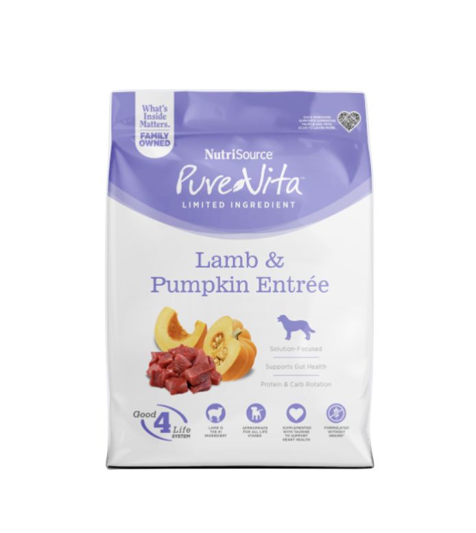 Pure Vita Dry Dog Food - Grain Free Lamb &amp; Pumpkin, Size: 4 lb