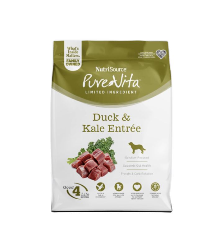 Pure Vita Dry Dog Food - Grain Free Duck &amp; Kale, Size: 4 lb