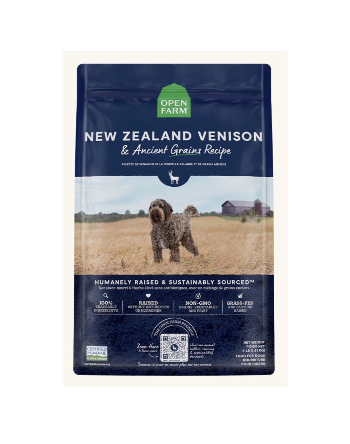 Open Farm Dry Dog Food - Venison &amp; Ancient Grains, Size: 4lb