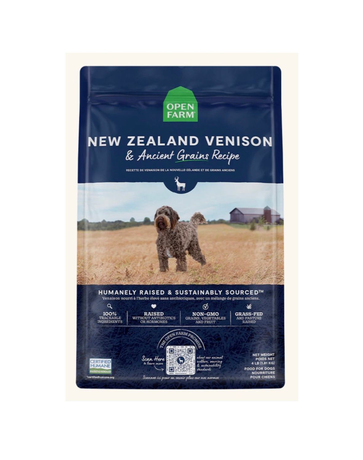 Open Farm Dry Dog Food - Venison &amp; Ancient Grains, Size: 4lb