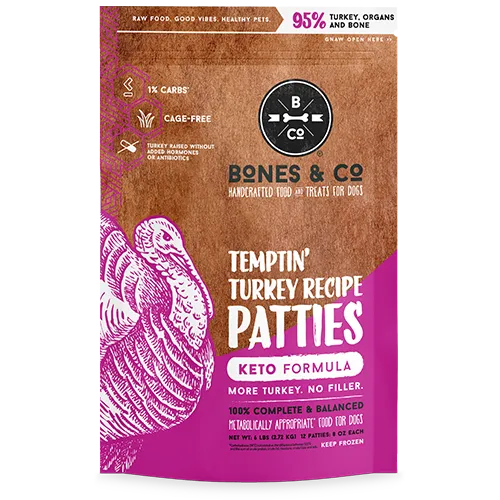 Bones &amp; Co. Raw Dog Food - Temptin' Turkey, Size: 3lb