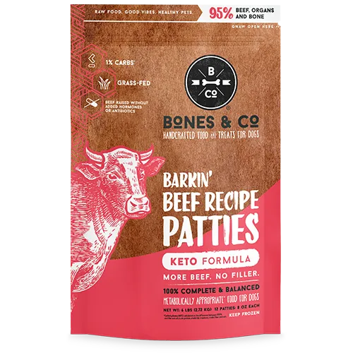 Bones &amp; Co. Raw Dog Food - Barkin' Beef, Size: 3lb