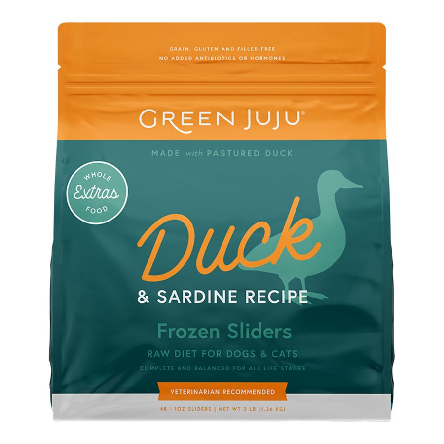 Green Juju Extras Raw Dog &amp; Cat Food - Duck &amp; Sardine, Size: 3lb