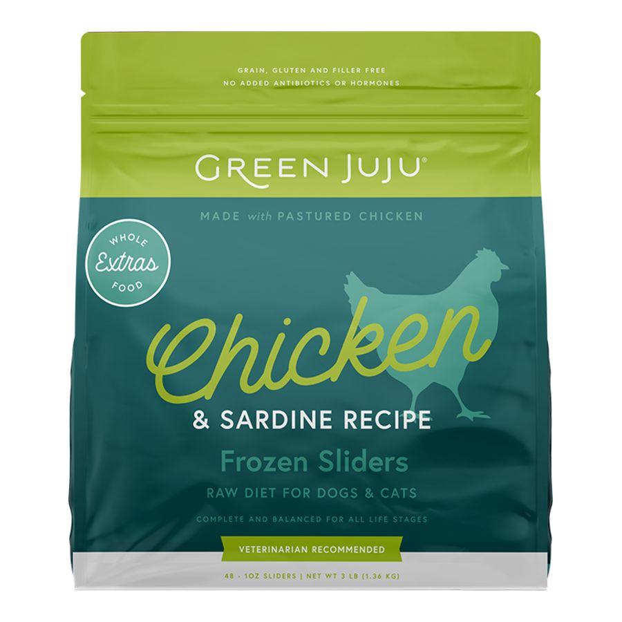 Green Juju Extras Raw Dog &amp; Cat Food - Chicken &amp; Sardine, Size: 3lb