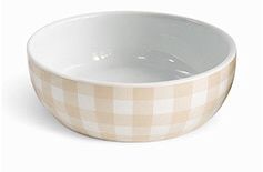 Petrageous Designs Ceramic Bowl  - Gingham Cream &amp; White Plaid