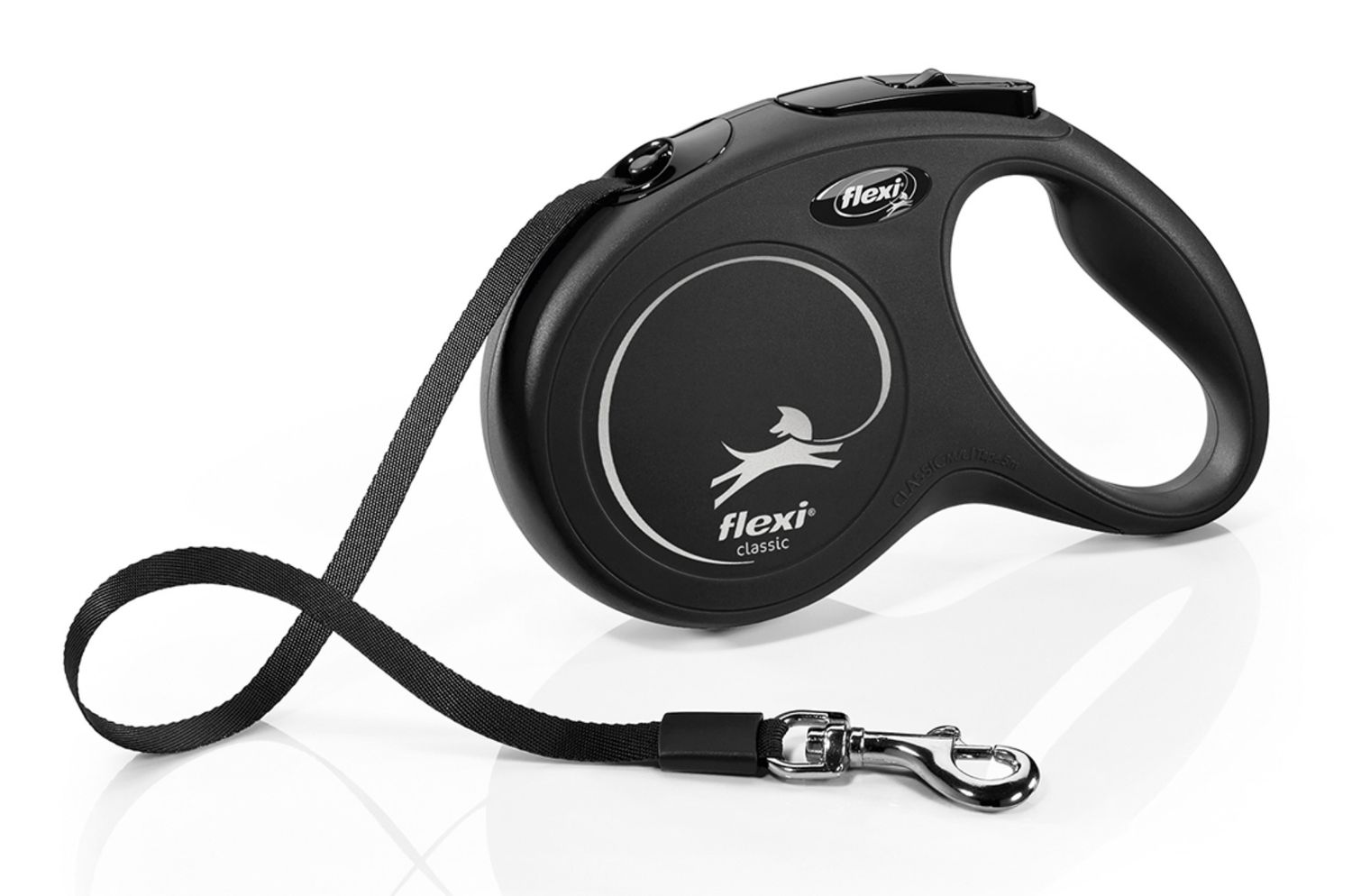 Flexi Classic Tape Retractable Leash, Colour: Black, Size: XS