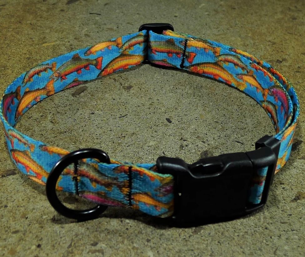Mtn Straps Collar/Leash - Trout Tales, Size: MD