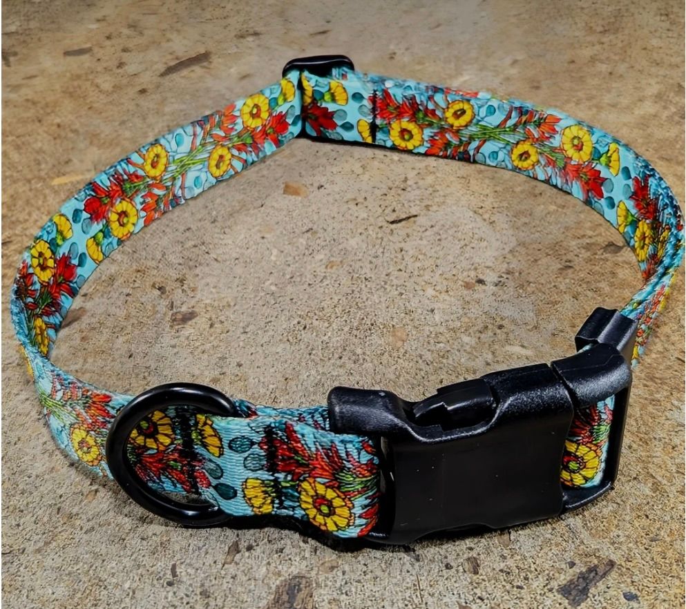 Mtn Straps Leash/Collar - Wildflowers, Size: SM