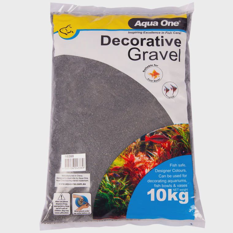 Aqua One Gravel - Black Silica (no. 1), Size: 10kg (2-3mm)